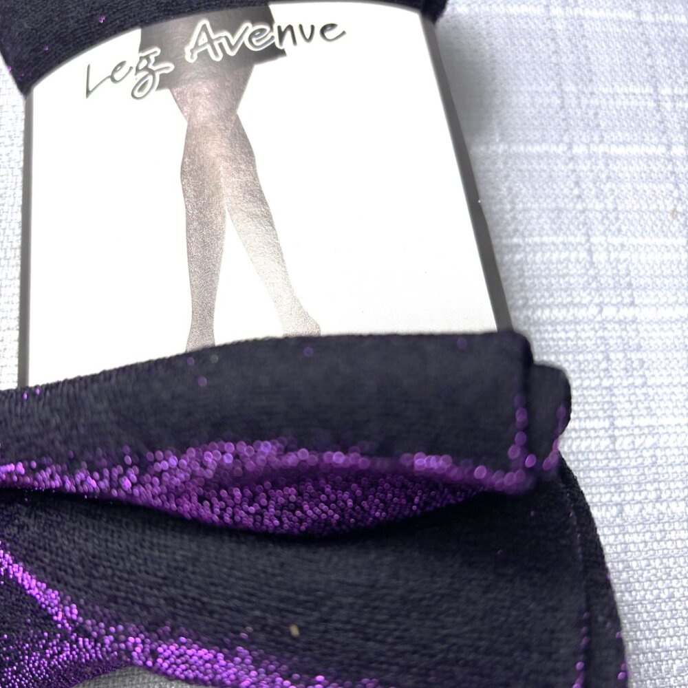 Leg Avenue Dark Purple Sparkle Shimmer Lurex Fashion Tights #7120 NWT NOS